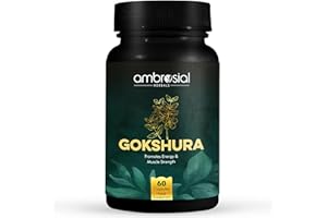 Gokshura 60 Veg Capsules | 100% Natural | Vegan | Non-GMO | Herbal Food Supplement | By Ambrosial