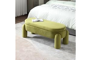 chairus Banco de Almacenaje para Pie de Cama Bancos Tapizados de Terciopelo, Banqueta con Patas Baúl para Tocador/Recibidor, Verde