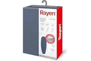 Rayen | Housse pour table à repasser XXL | 4 épaisseurs : mousse, molleton | Housse à revêement en titane | Gamme Premium | 150x55 cm(Max. planche à repasser : 146 x 48 cm ) Bleu foncé chevron