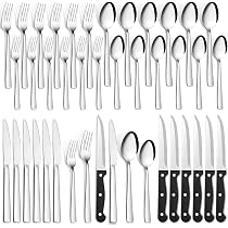 Set Posate 36 Pezzi In Acciaio Inox Nero - Per 6 Persone, Con Coltello Bistecca, Elegante - Foto 1