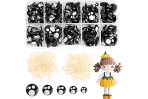 LOMIMOS Yeux de Sécurité Amiqurumi,100 PCS Yeux Crochet, Yeux Peluche avec Rondelles，Yeux Amigurumi en Plasique pour DIY Poupée Peluche,Marionnettes Artisanat（Noire)）