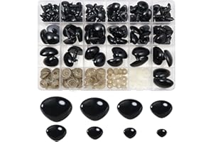 ‎TOAOB THE ONE AND ONLY BABY TOAOB 114 Stück Puppennase Sicherheitsnase Kunststoff Craft Nase Schwarz Set 7mm bis 24mm mit Unterlegscheiben für Puppe Marionette