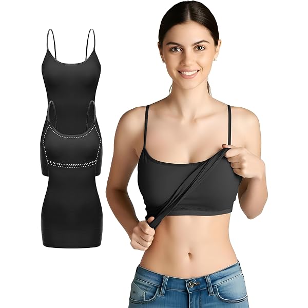 Emmalise Women's Camisole With Built-In Bra - 4 Pack, Wireless Support, 95% Cotton 5% Spandex, Adjustable Straps, Multiple Colors - View #2