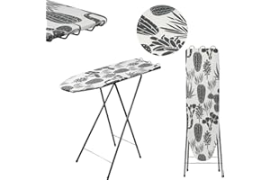 KADAX deska do prasowania ze stali o regulowanej wysokości, 100 x 30 cm, składana deska do żelazka parowego z pokrowcem, z antypoślizgowymi nóżkami (biały/szary)