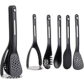 MasterClass Smart Space Nesting Magnetic Plastic / Silicone Kitchen Utensil Set, 9 x 9 x 3 cm (3.5" x 3.5" x 12") - Black (5 