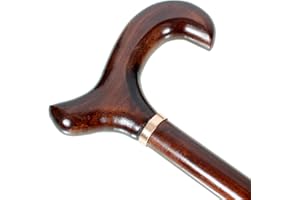 AR BRAND EST. 2021 Gents Handcrafted Scorched Handle Wooden Derby Cane With Collar Walking Stick Mens Ladies - 95cm (37")