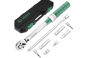 VANPO Chiave Dinamometrica 3/8', 5-60Nm Moto e Bici, Manutenzione Set, Precisione ± 3% con 25cm Barra di Prolunga, Giunto Universale, Presa Magnetica per Candele, Torx e Presa