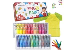 DagouColor Fingerfarben Kinder, 24 Farben * 36ml Auswaschbar Pintura de Dedos Para Niños, Pintura de Arte, Kunst Malerei Kits para Artistas Anfänger Künstler Kindergarten Schule Frühes Lernen