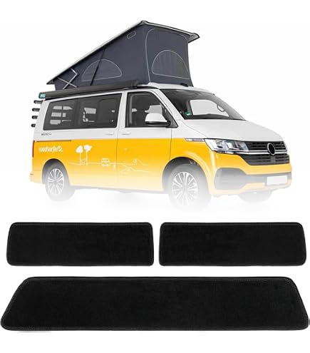 F905755 Tappetini su Misura per Auto in gomma Antiscivolo Compatibile con T5 2003-2015, T6 2015-2019 Transporter/Caravelle/Multivan 2 posti + TUNNEL (4 pezzi
