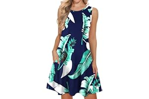 WNEEDU Boho Abiti Estivi da Donna Prendisole da Spiaggia Senza Maniche