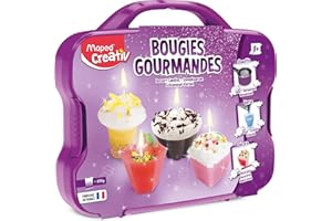 Maped Creativ - Mallette Bougies Gourmandes Loisirs Créatifs pour Enfants dès 8 ans - Activité Manuelle Fabrique des Bougies de Cire Desserts Cupcake, Gâteaux et Patisseries, Multicolore, 18 Unités