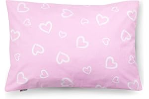 PinkZebra Funda de almohada infantil, funda de almohada de 30 x 50 cm, 100% algodón, funda de cojín para niño, con certificado Öko-Tex Standard 100, funda infantil con cremallera, diseño de corazones,