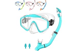 Hiipeak Masque de Plongée pour Enfants, Lunettes de Plongée Anti-Buée et Anti-Fuite pour garçons et Filles, Kit de Masque de Plongée avec Lentille en Verre Panoramique à 180 ° et Tuba Sec