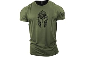 GYMTIER Spartan Helmet Hex Camo - Camiseta de gimnasio para hombre, para culturismo y levantamiento de pesas