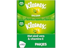 ‎KLEENEX Kleenex Balsam Taschentücher, 4-lagig, Ideal bei Erkältungen und Allergien, 16 x 12 Packungen à 9 Tücher, Vorratspackung