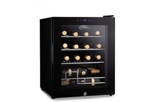 Subcold Viva16 LED – Table-Top Wine Fridge Black | 3-18°C | Wine Cooler | LED + Lock & Key | Glass Door Drinks Cellar | Single-Zone (16 Bottle)