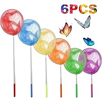 Herefun Teleskop Kinder Kescher, 6 Stück Kinder Schmetterling Net, Schmetterlingsnetz mit Teleskopstange, Klein Fangnetz…