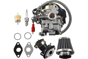 OQUGRHR Carburateur 50 CC 4 temps GY6 haute performance 139QMB carburateur pour scooter 49 cc 50 cc cyclomoteur PD18J Carb, carburateur 50 cc + collecteur d'admission