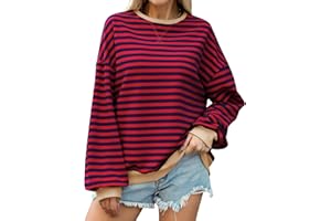 Lonya Felpa Donna Invernale Oversize Classica Hoodie Striscia Casual Girocollo a Righe a Maniche Lunghe Sportivo Pullover Tuta Tops