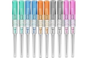 Unihubys Catheter Piercing Needles- 50PCS Tamaños mixtos 14G, 16G, 18G, 20G y 22G Aguja Piercing de nariz y nariz IV Catéter Tattoo Kit de perforación de agujas Suministros de perforación