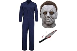 SINSEN Michael Myers KostüM Maske füR Erwachsene MäNner Mikel Myers Overall Gruselige Killer Outfits Halloween Cosplay Kostüm