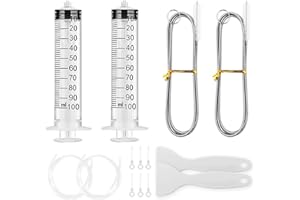 MOSTFUN 14 Piezas Herramientas de Limpieza de Refrigeradores, Kit de Limpieza de Nevera con Cepillo de Frigorífico, Jeringa de 100 ml, Manguera, Pala de Descongelación, Desatascador Frigorifico