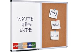 WONDERWALL PRODUCTS LTD Wonderwall Premium Aluminium Framed Dual Combination Noticeboard Pinboard/Dry-wipe Whiteboard - 120 x 90cm - (Cork) - Office, School, Home