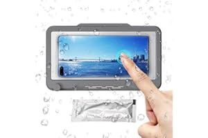 YACSEJAO Upgrade Duschhandyhalterung 360° Drehung HD hohe Empfindlichkeit Wandmontage wasserdichte Handyhülle für Dusche Bad Badewanne Küche (grau)