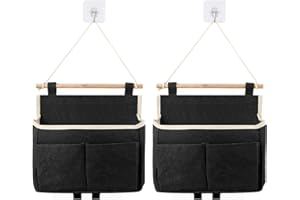 FAMCUCHE Lot de 2 organiseurs suspendus - Grande capacité - Montage - Organiseur de porte - Organiseur suspendu de salle de bain avec 2 crochets - Pliable - En lin - Pour la maison, le bureau, le dortoir, la