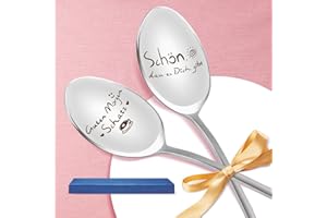 JUNUNDJING Kaffeelöffel Mit Gravur, 2er Liebeslöffel Romantisches Liebesgeschenke, Geschenk Beste Freundin Geburtstag Geschenke für Freundin Geschenk, Ich Liebe Dich Löffel, Lange Löffel mit Gravur
