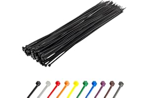 Gocableties - Bridas plastico negras para cables - 100 Piezas - 200 mm x 7,6 mm - Tensión de rotura de 54,5 kg - Máxima dureza - Resistentes a los rayos
