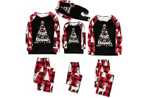 DKLOVIFU Weihnachtspyjama Familie Set Kuschelig Matching Schlafanzug Damen Herren Partner Baumwolle Christmas Pyjama Kinder Jungen Mädchen Familie Pyjamas Weihnachten Bedruckte Nachtwäsche