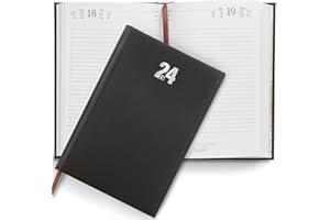 CARHAN Agenda 2024 dia por pagina a5 Premium de tapa dura - agenda anual 2024 - Planificador sin anillas- Intervalos de 30 minutos - en Español