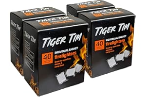 Tiger Tim 160 Sachet Firelighters Mess-Free Safe Odourless Instant Fire Starter for Wood Burners Barbecues Stoves Grills Campfires