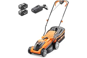 LawnMaster MX 24V 34cm Cordless Lawnmower Plus Spare Battery, MX 24V 4.0Ah Lithium Ion Battery and Fast Charger - With Rear Roller (34cm Mower)