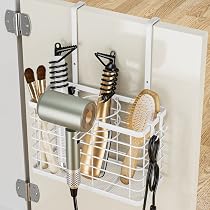 Support Sèche-cheveux 3 En 1 Réglable En Hauteur - Organisateur Mural/porte Pour Outils Coiffure - Noir