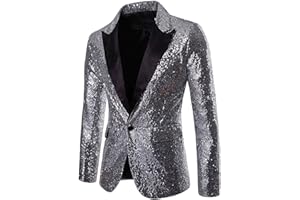 GENERIC Herren Shiny Pailletten Anzug Sakko Glitzer Pailletten Anzugjacke Slim Fit Herrenmode Blazer Geschenk Herren Outerwear Sakko Reverskragen Der MäNner HüBsche Jacken-Blazer FüR Nachtklub, Hochzeit