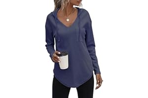 Cuptacc Sweat a Capuche Femme Col V Sweat Hoodie Manche Longue Automne Hiver Top Blouse Chic et élégant