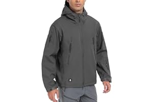 Aosyax Uomo Giacche Softshell Militare Tattico Impermeabile per Campeggio Caccia Pesca Outdoor Giacca con Cappuccio