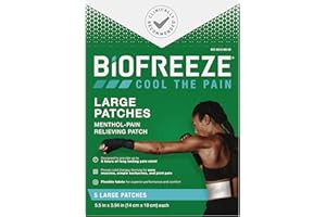 Biofreeze Menthol Pain Relieving Patches (5 Patches Per Box) Up To 8 Hours Of Pain Relief From Sore Muscles, Arthritis, Backaches, Spains, Bruises, Strains And Joint Pain (Package May Vary)