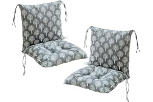 GOZYLA Set Of 2 Garden Chair Cushions With Back Cushion 40 X 80 X 7cm High Back Cushion Chair Cushion For Outdoors And Indoors(Gray 3)