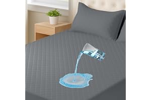 CYCMACO Coprimaterasso Matrimoniale Impermeabile 160x190cm, Coprimaterasso Antiacaro Con Elastico Tutto Intorno, Traspirante, Extra Profondo, Lavabile In Lavatrice, Resistente, Sfoderabile, Grigio