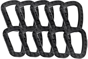 FLOCORO 10 Stück Karabiner Molle D-Form Karabiner Plastik schwarz Tactical karabiner Anhänger Karabinerhaken Schlüsselring Schlüsselanhänger Kunststoff Karabiner Clip Outdoor Rucksack