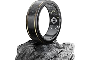 DekeFit Anillo Inteligente Hombre Mujer, Smart Ring con 100+ Modos de Deporte, IP68, 24/7 Pulsómetro SpO2 Podómetro, Calorías y Sueño, Anillo Fitness para iOS Android, Tamaño 11, Oro Negro