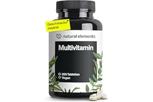 Multivitamin – 365 vegane Tabletten – Jahresvorrat – wertvolle Vitamine A-Z, mit Vitamin K1 und K2 – ohne unnötige Zusätze – 