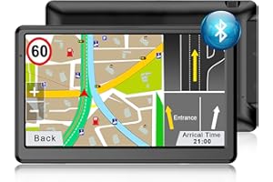 JIMWEY Bluetooth UK Sat Nav, 7 inch Car GPS Navigator with 2023 UK Europe Maps, Lifetime Free Updates, Truck GPS Navigation with Handsfree Calling, Postcode, Speed Camera Alert, Lane Guidance Assist