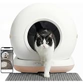 Haustier CB002 Kameralı Akıllı Otomatik Kedi Tuvaleti, APP ile Uzaktan Kontrol, 72lt Hazne, 7lt &Ccedil;&ouml;p haznesi (Beyaz-Bej)