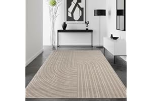 VIMODA Nowoczesny dywan z krótkim włosiem, do salonu, sypialni, wzór boho, miękki, z efektem wysokiej głębi, łatwy w pielęgnacji, ekskluzywny, kolor: taupe, wymiary: 120 x 170 cm