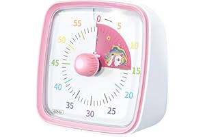 Yunbaoit Wizualny timer z lampką nocną, 60-minutowy minutnik dla dzieci i dorosłych, cichy timer klasowy, Pomodoro ze wzorem jednorożca, do domu, szkoły, kuchni lub biura (różowy jednorożec)