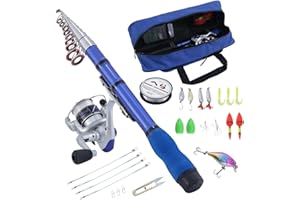 BNTTEAM Mini Mulinello da Spinning e Canna Combo Mano Portatile Telescopica Fibra di Carbonio Dura al 99% Mare Canna da Pesca e Mulinello Esche Artificiali Lenza